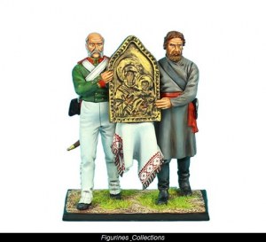 FL NAP0445 Russian Grenadier and Moscow Militia with Virgin of Smolensk Icon