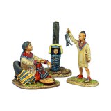Woodland Indian Squaw with Boy Hunter and Baby