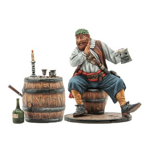 FL PIR030 Pirate Playing Cards - Giving Advice with Barrel Card Table PRE ORDER